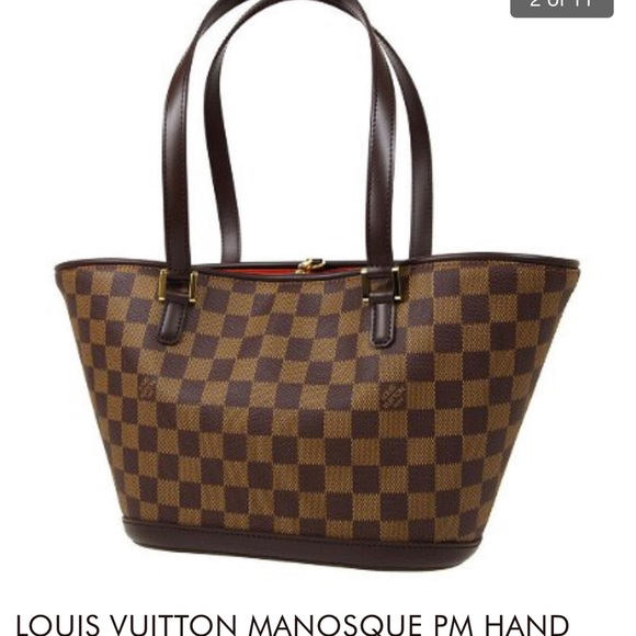 LOUIS VUITTON MANOSQUE PM HAND TOTE BAG BA1014 PURSE DAMIER EBENE N51121 - Picture 4 of 13